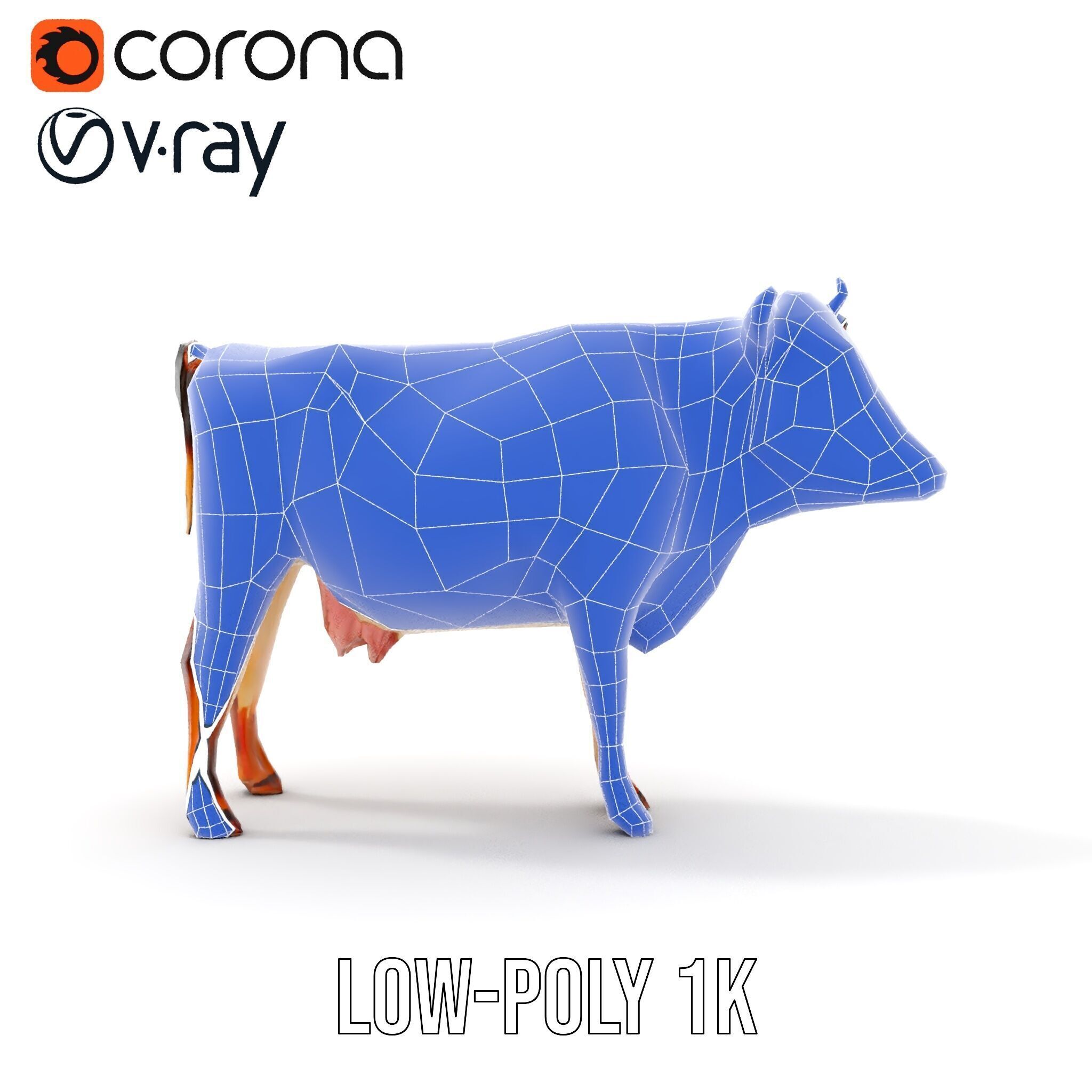 Realistic Cow Model Pack for D Rendering and Animation Low-poly 3D model_32