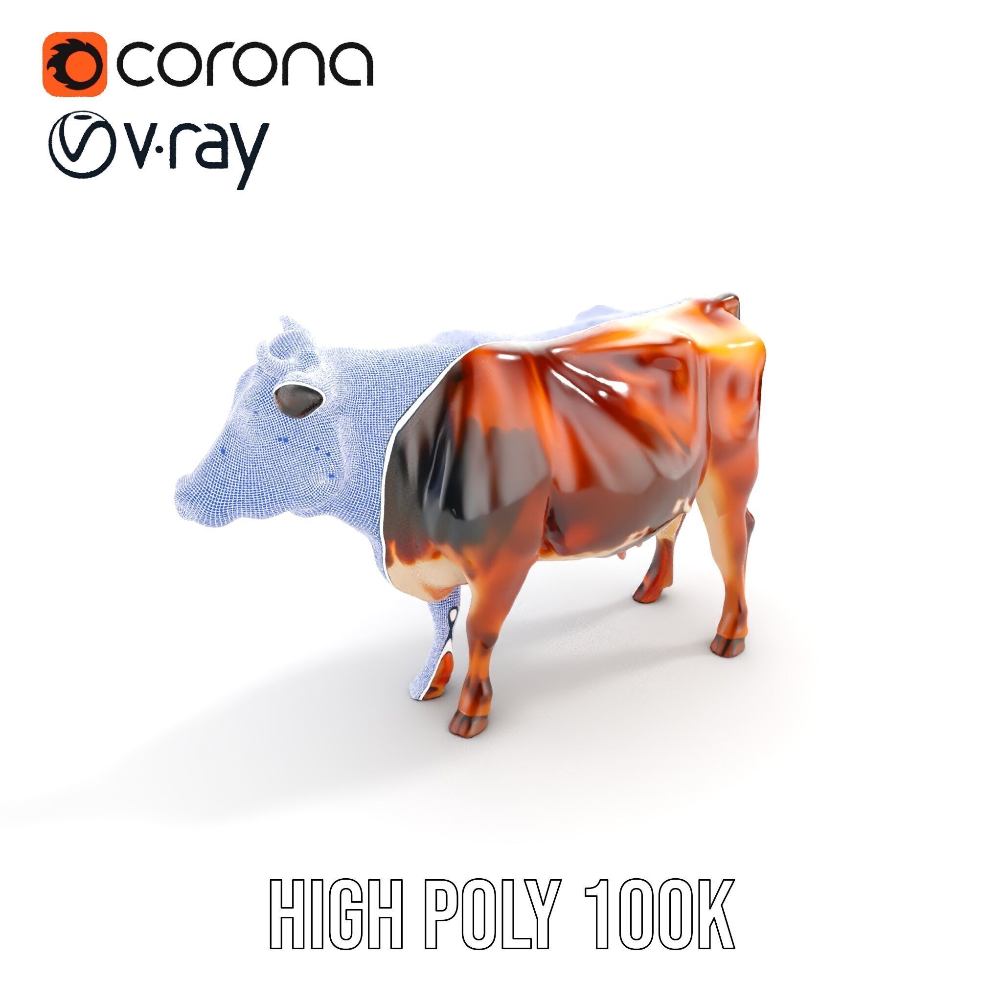 Realistic Cow Model Pack for D Rendering and Animation Low-poly 3D model_25