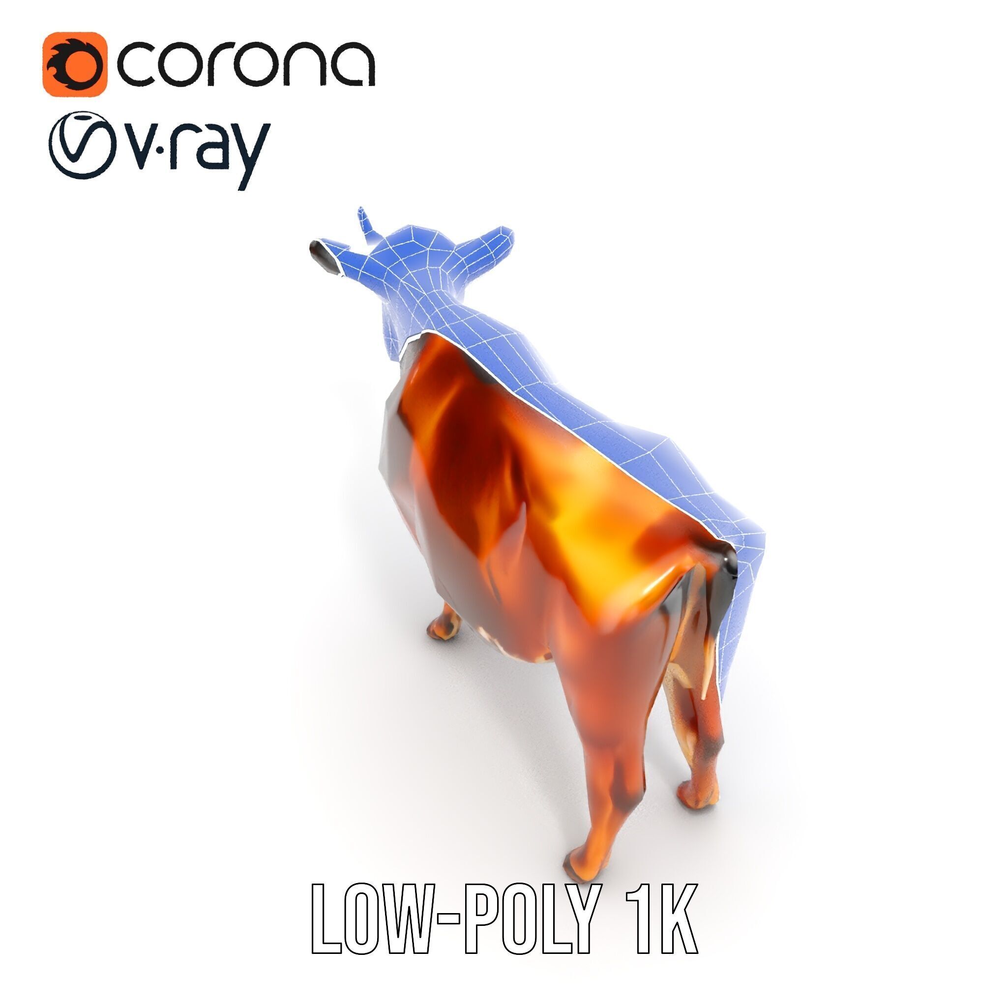 Realistic Cow Model Pack for D Rendering and Animation Low-poly 3D model_27