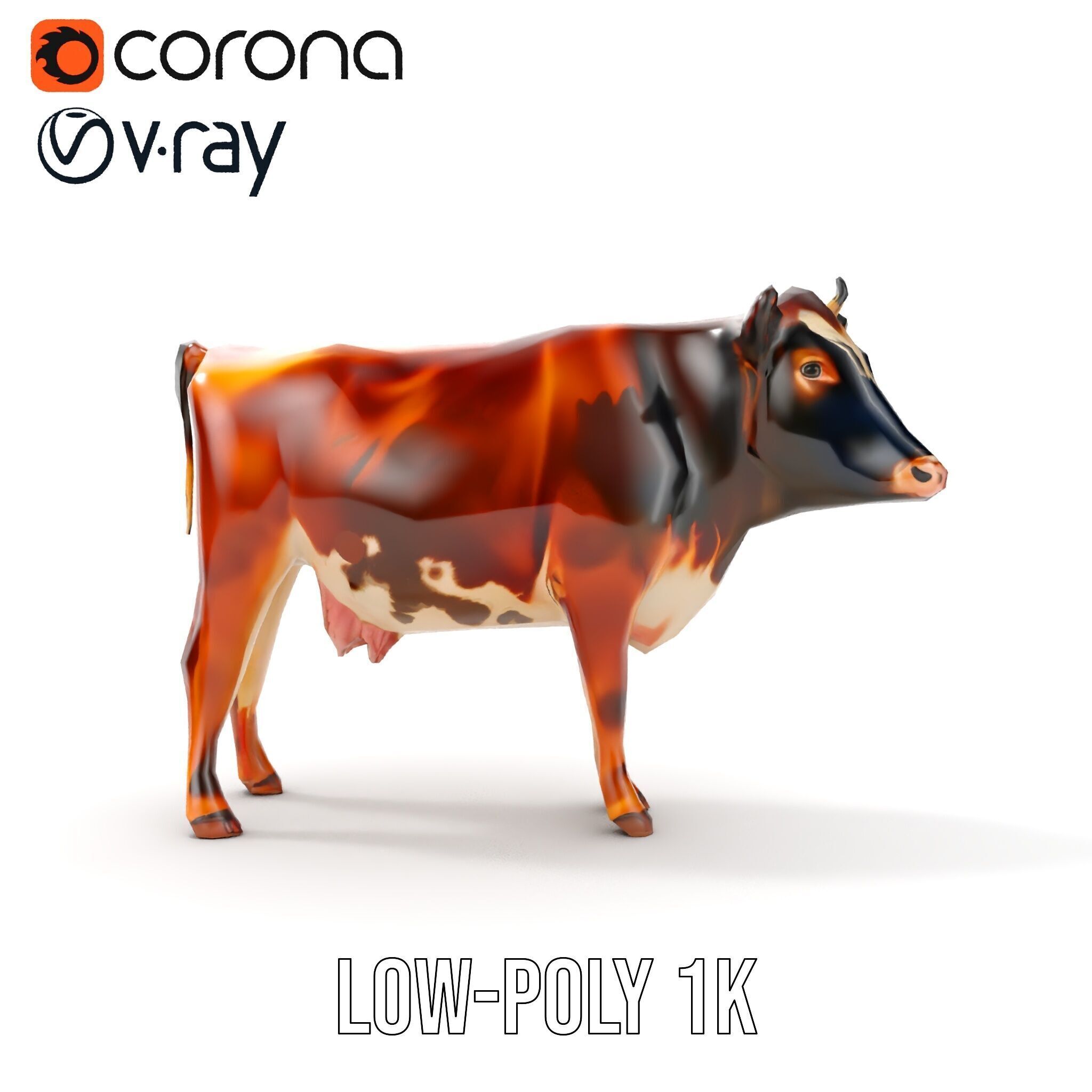 Realistic Cow Model Pack for D Rendering and Animation Low-poly 3D model_18