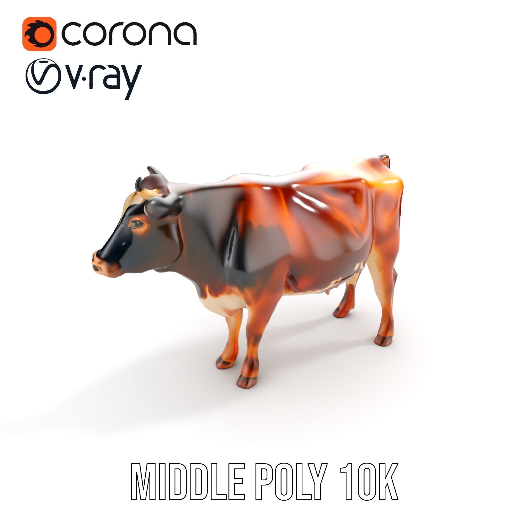 Realistic Cow Model Pack for D Rendering and Animation Low-poly 3D model_6