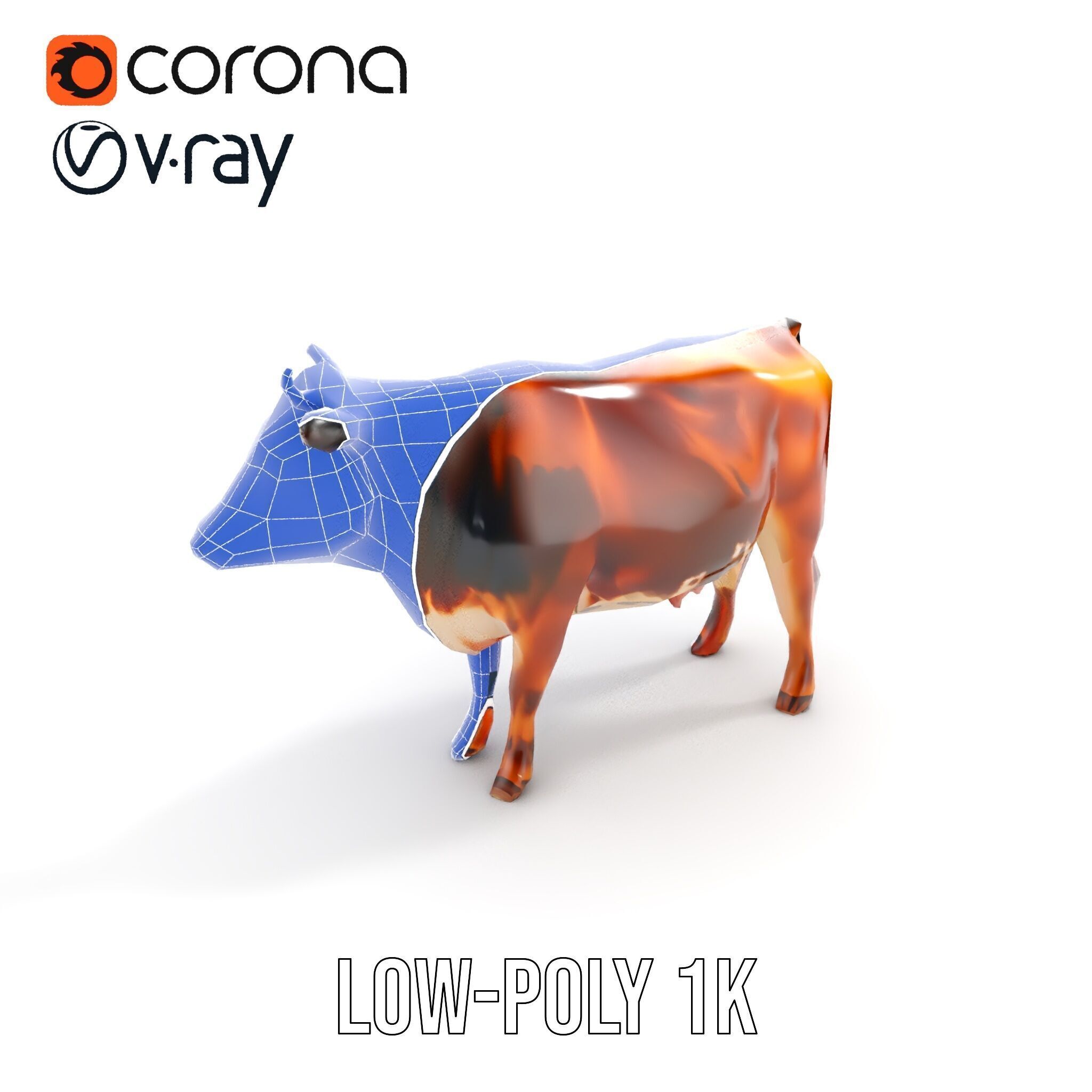 Realistic Cow Model Pack for D Rendering and Animation Low-poly 3D model_24