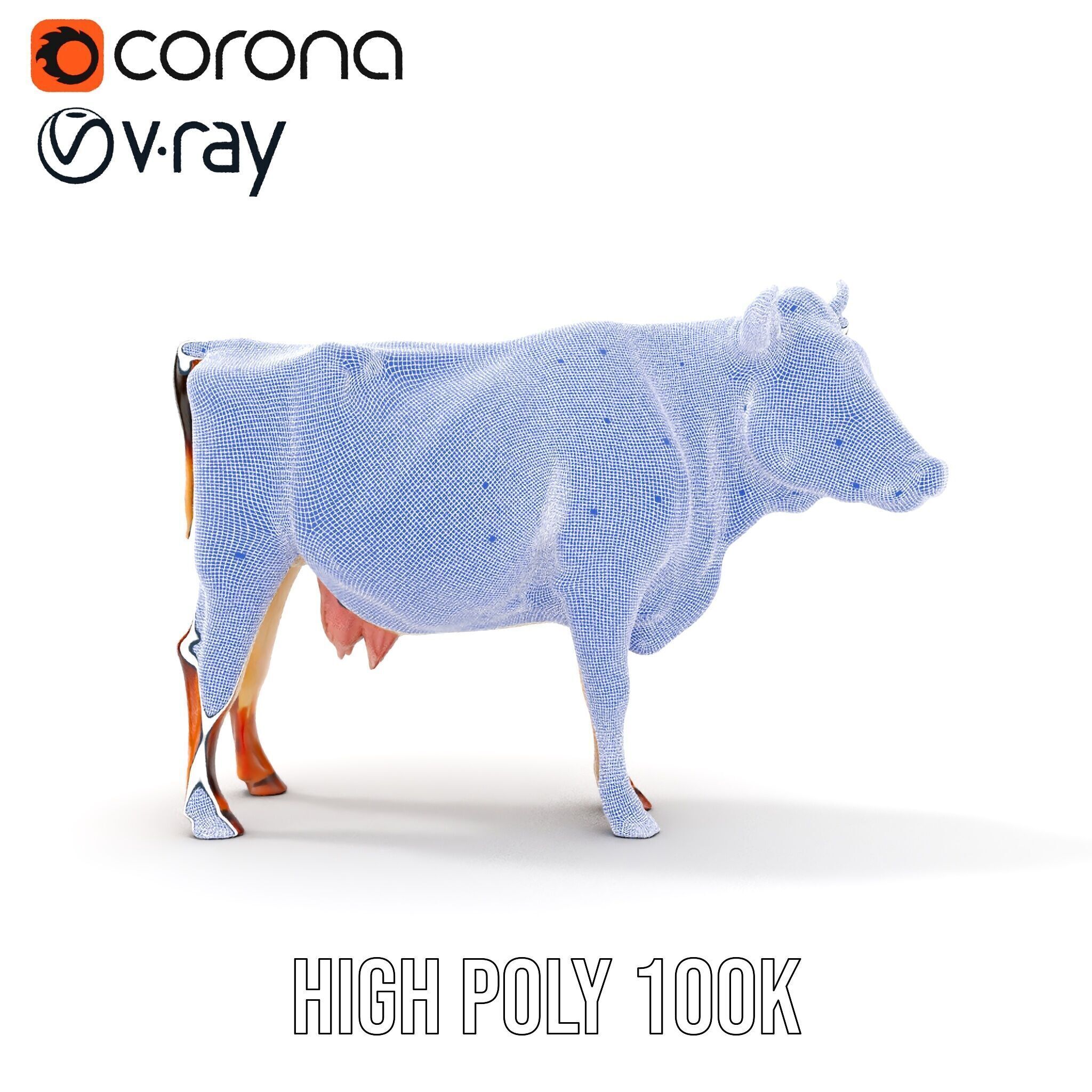 Realistic Cow Model Pack for D Rendering and Animation Low-poly 3D model_30