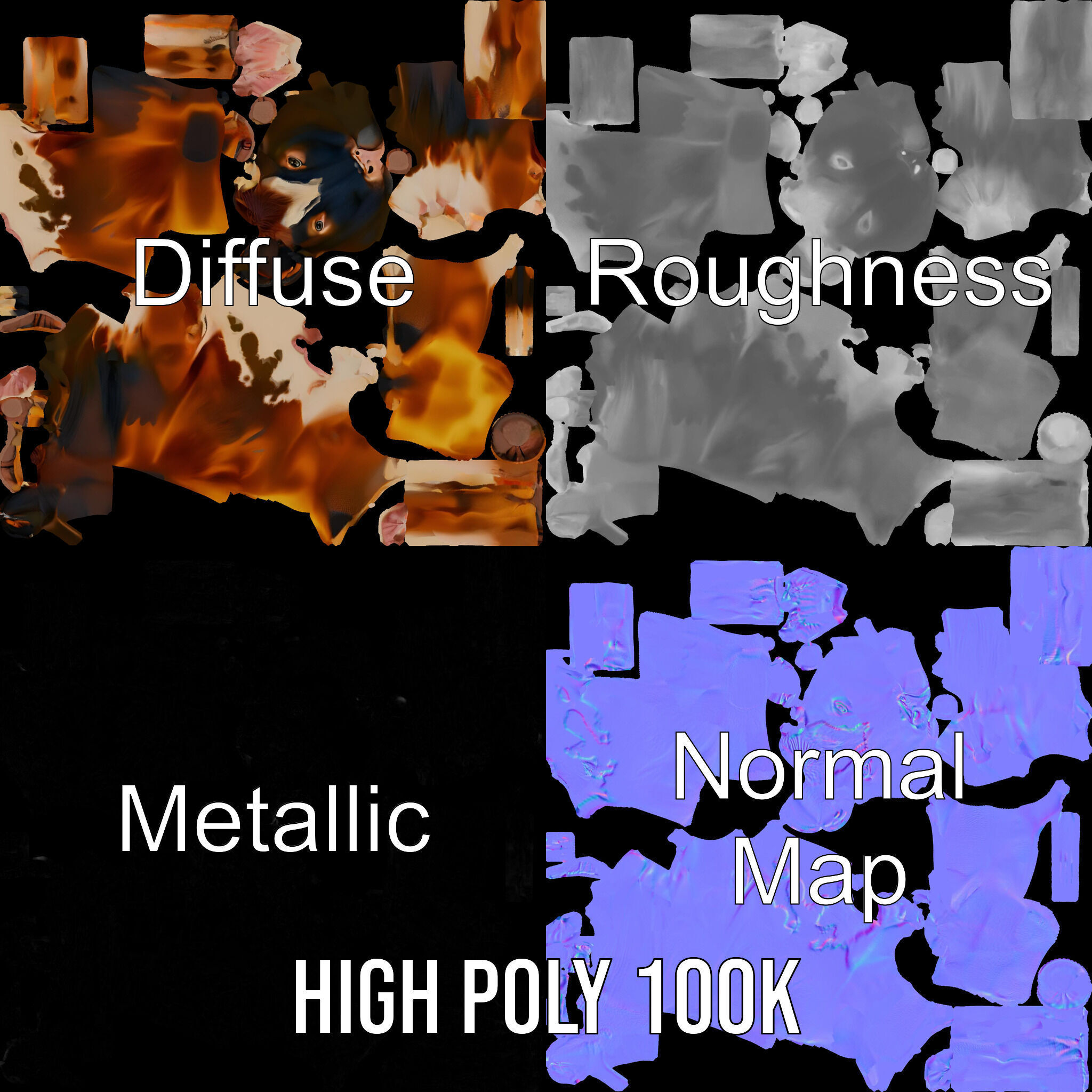 Realistic Cow Model Pack for D Rendering and Animation Low-poly 3D model_3