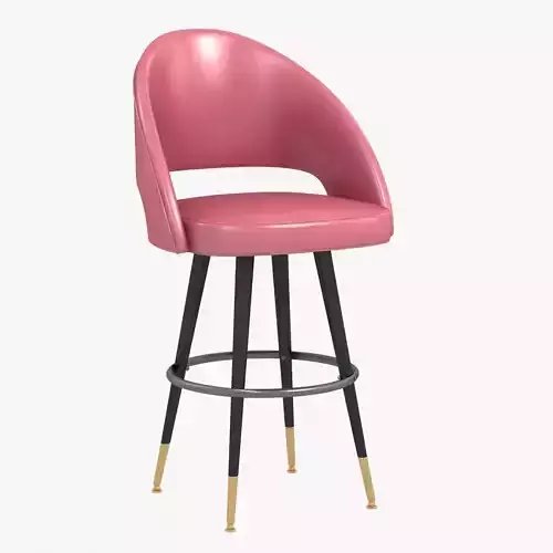 PINK MID CENTURY 1950S STILETTO METALART METAL SWIVEL  barstool 3D model