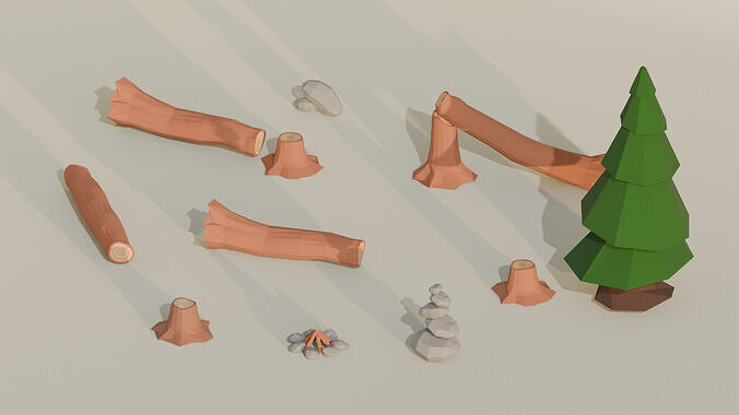 Forest Assets Low-poly 3D model