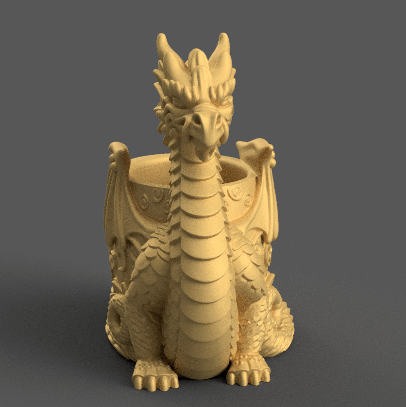 Dragon planter - urn - candy container - candle holder 3D print model_2