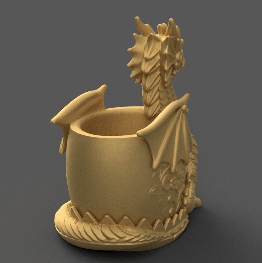 Dragon planter - urn - candy container - candle holder 3D print model_4