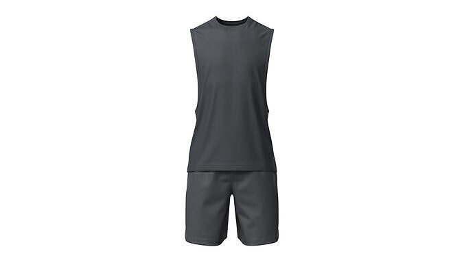 Tank Top Male 3v Shorts 3v Low-poly 3D model