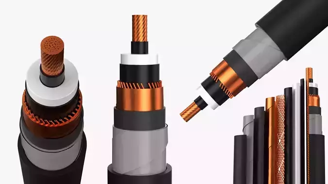 Multi-Layer Seamless Copper Control Cable 3D model