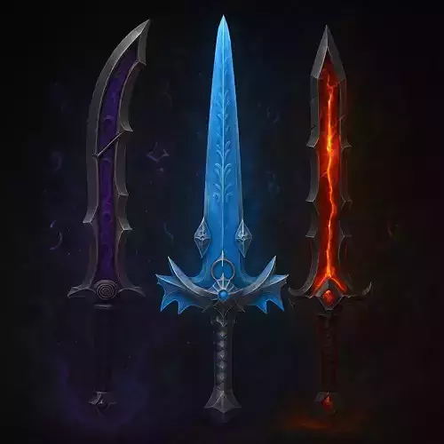 Elemental Sword Pack  Fire ice   Dark Fantasy Stylized Blades