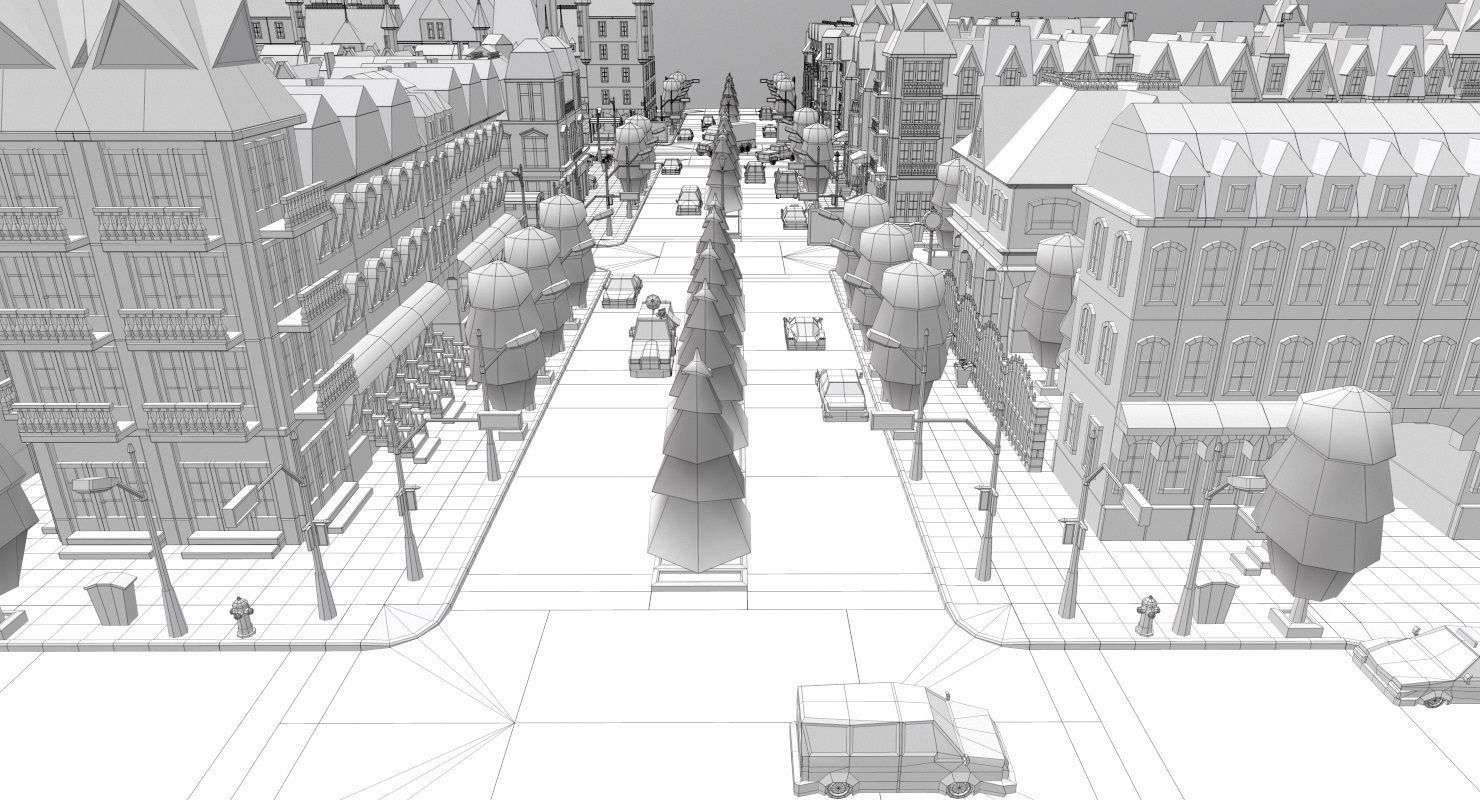 Simple City Constructor Low-poly 3D model_44