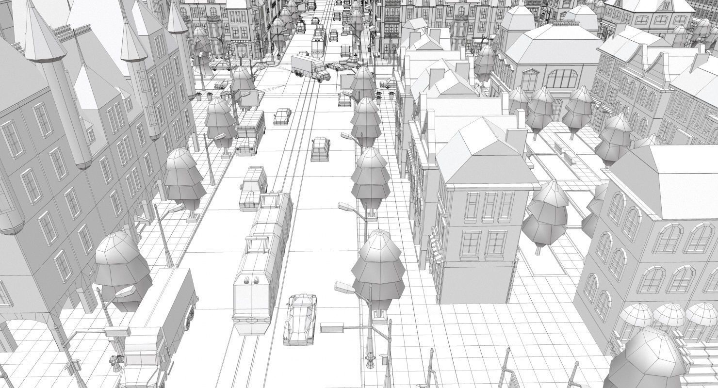 Simple City Constructor Low-poly 3D model_45