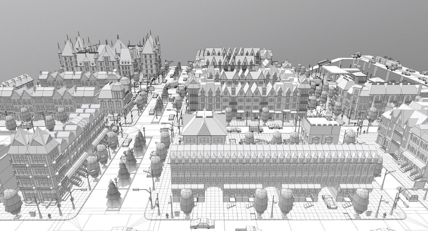Simple City Constructor Low-poly 3D model_46