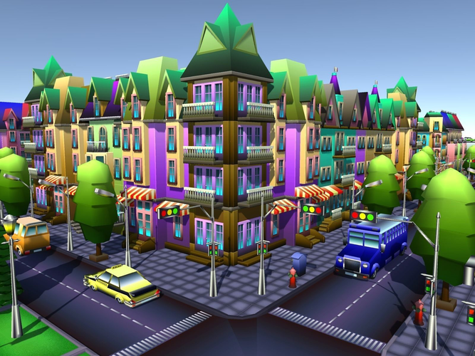 Simple City Constructor Low-poly 3D model