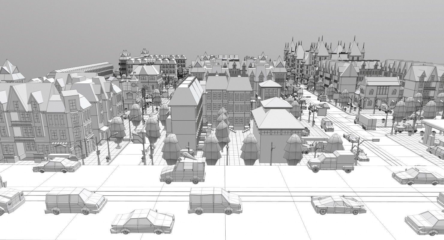 Simple City Constructor Low-poly 3D model_48