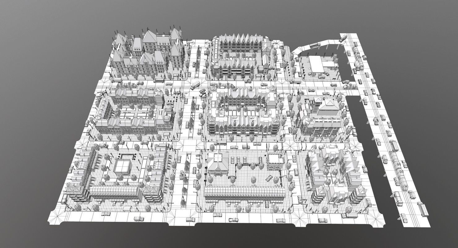 Simple City Constructor Low-poly 3D model_43