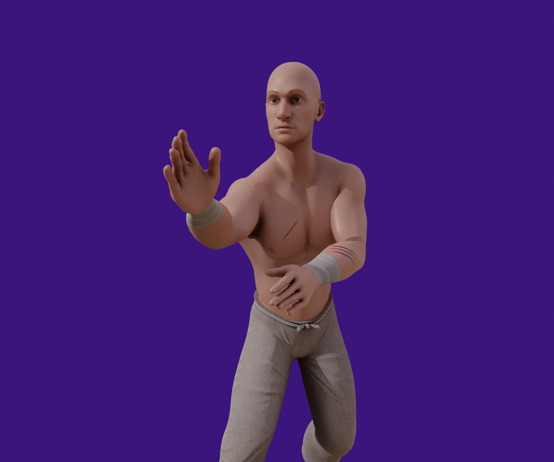 Enemy Fighter NPC game character Low-poly 3D model_23