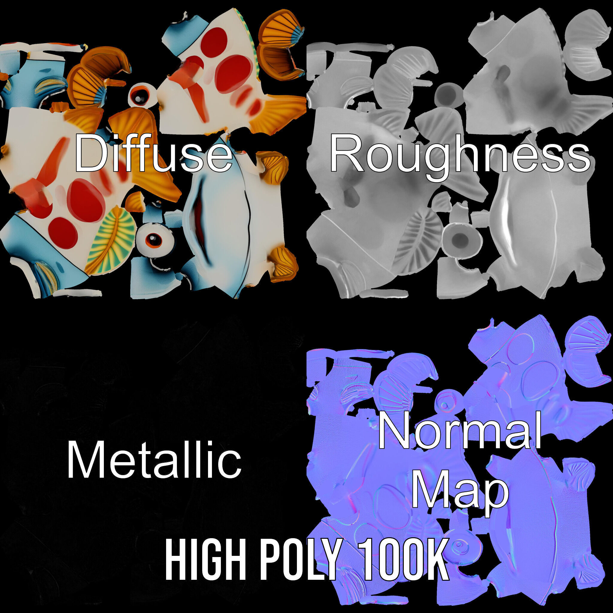 Cartoon Fish Model Pack for Animation and Games Low-poly 3D model_3