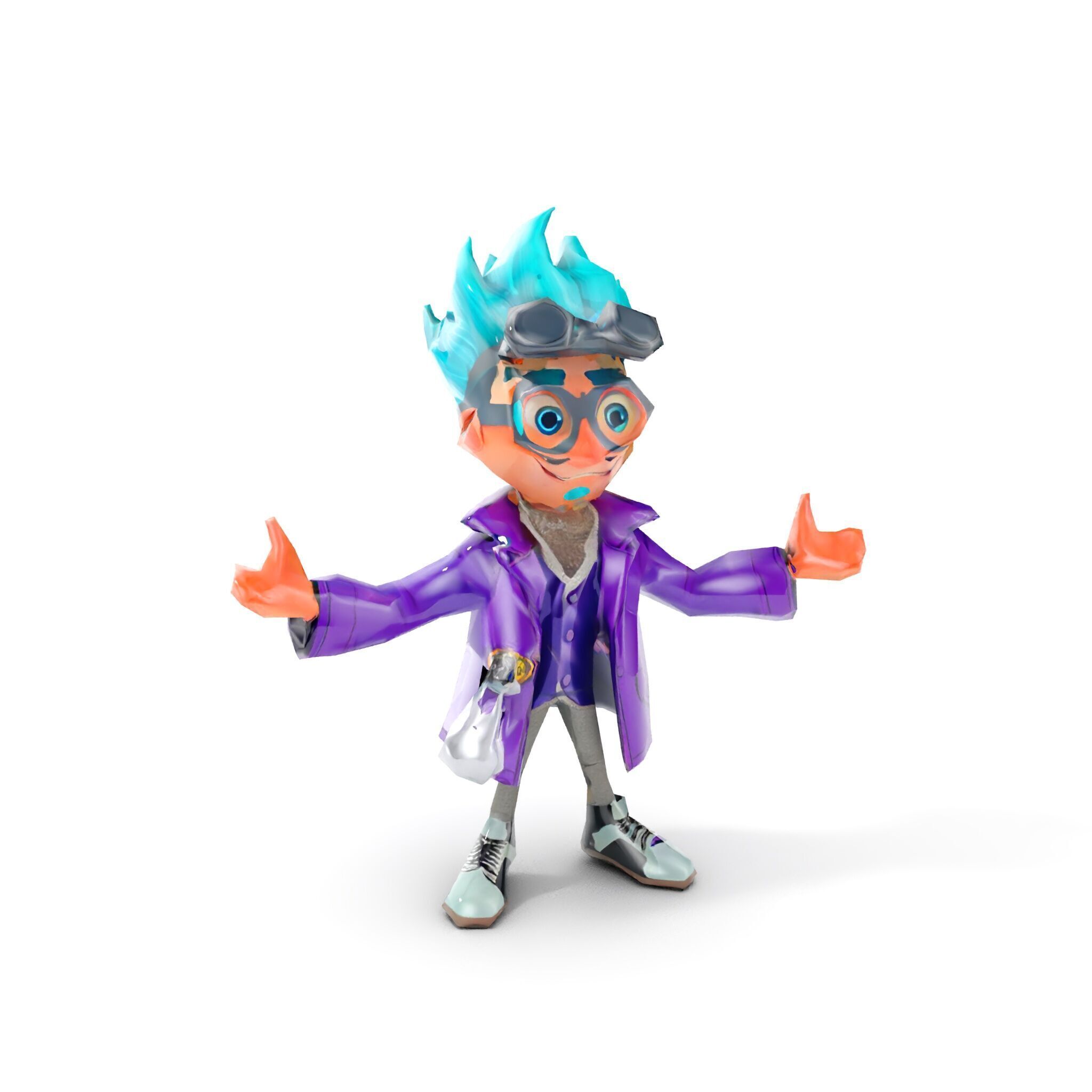 Quirky Scientist Character  Rigged and Animated with PBR Text... Low-poly 3D model_16