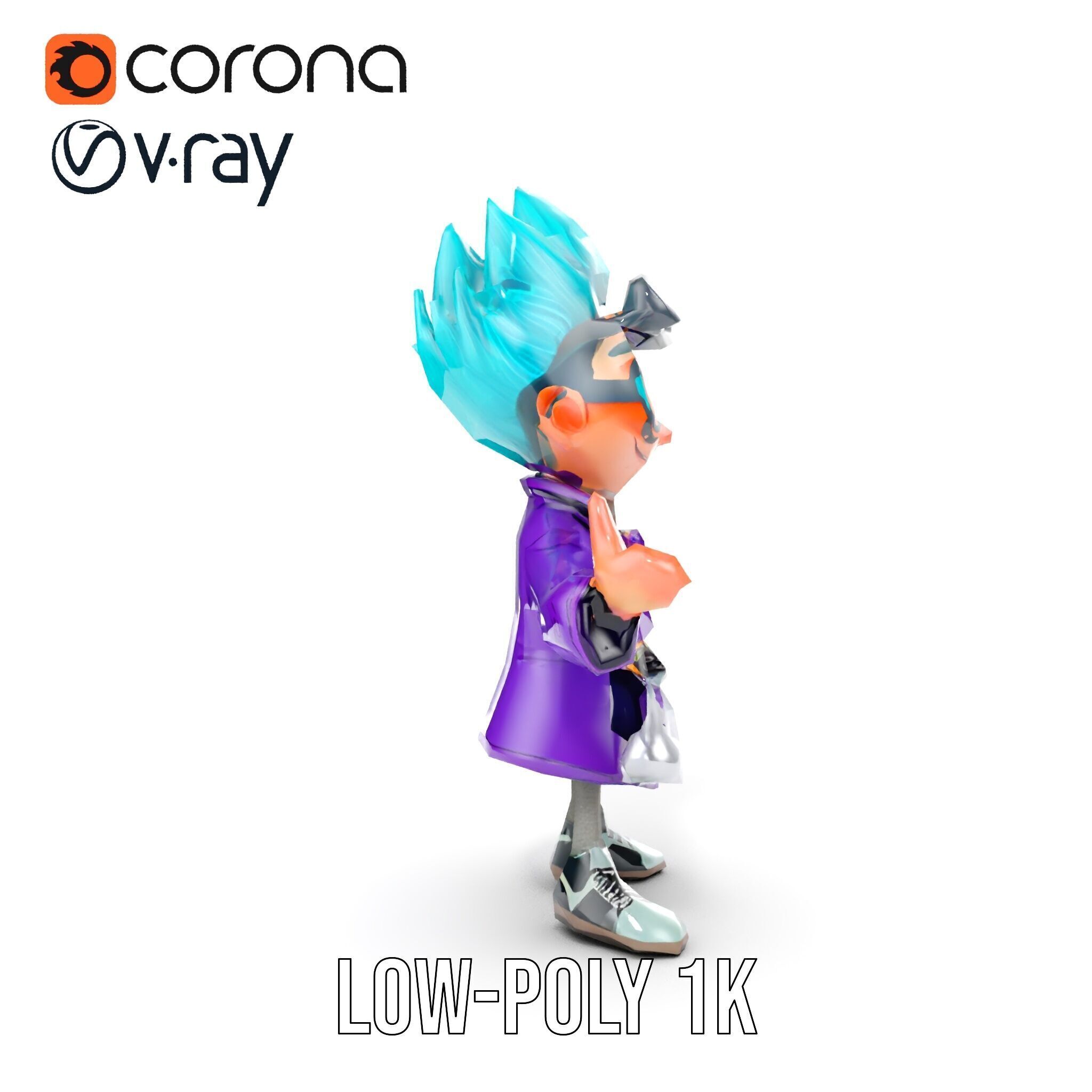 Quirky Scientist Character  Rigged and Animated with PBR Text... Low-poly 3D model_13