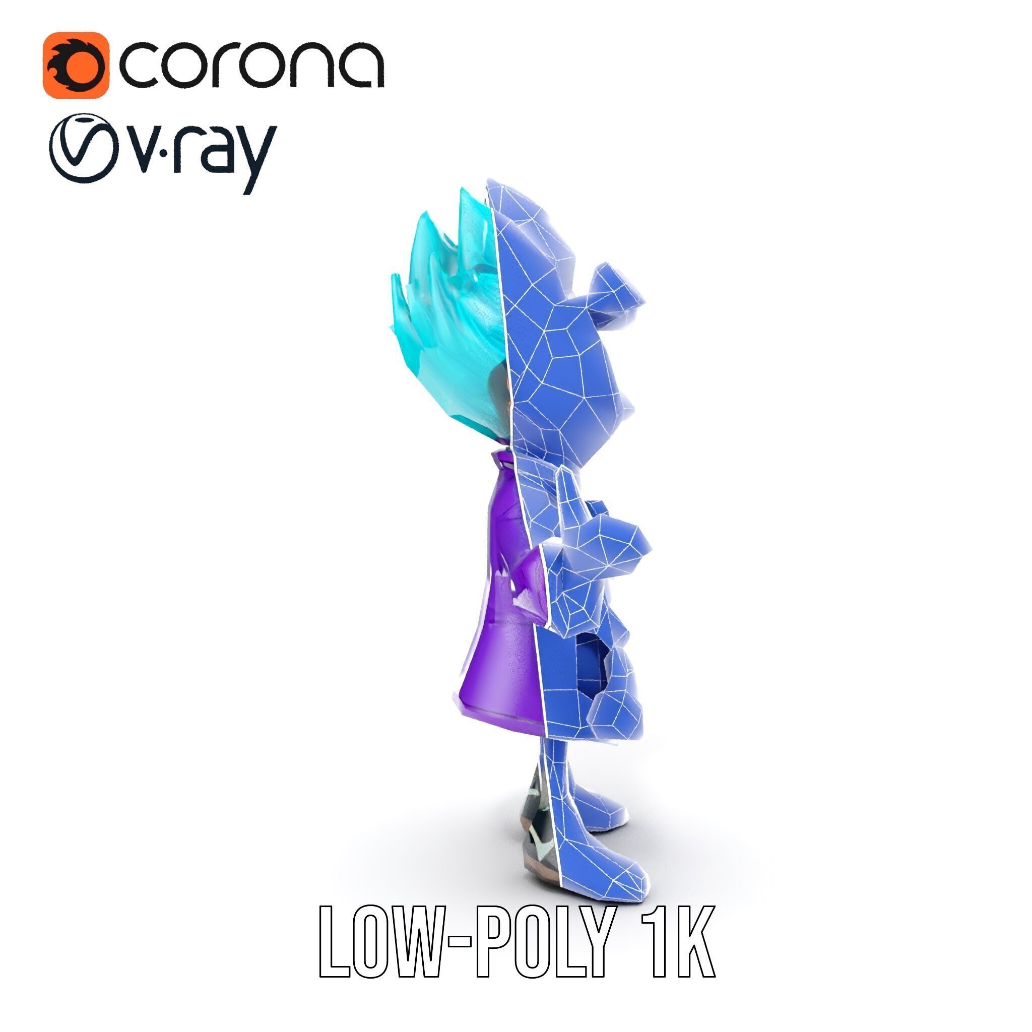 Quirky Scientist Character  Rigged and Animated with PBR Text... Low-poly 3D model_23