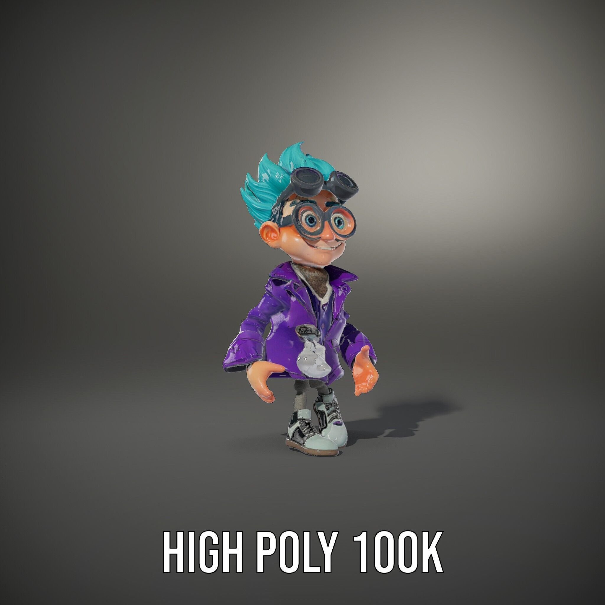 Quirky Scientist Character  Rigged and Animated with PBR Text... Low-poly 3D model_11