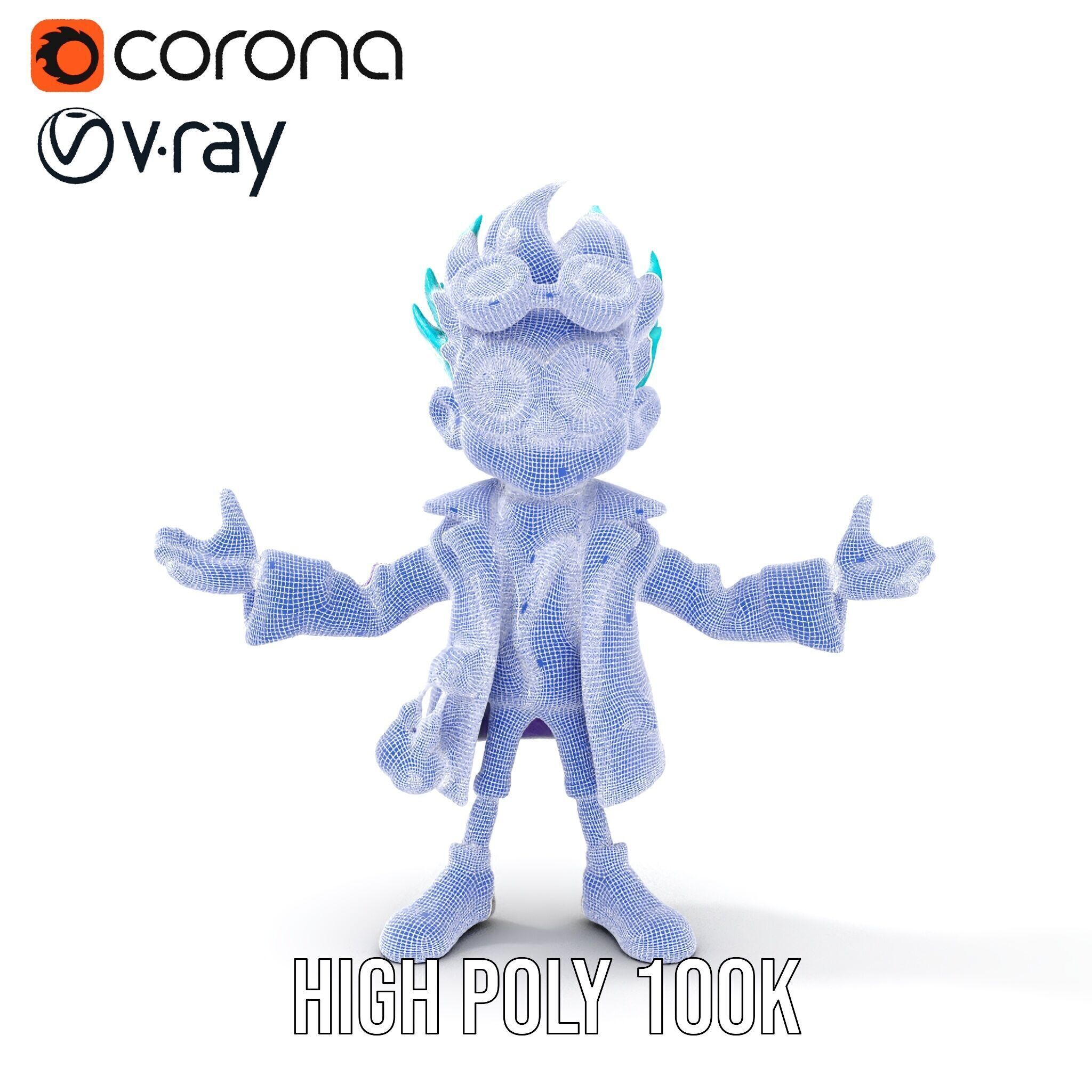 Quirky Scientist Character  Rigged and Animated with PBR Text... Low-poly 3D model_35