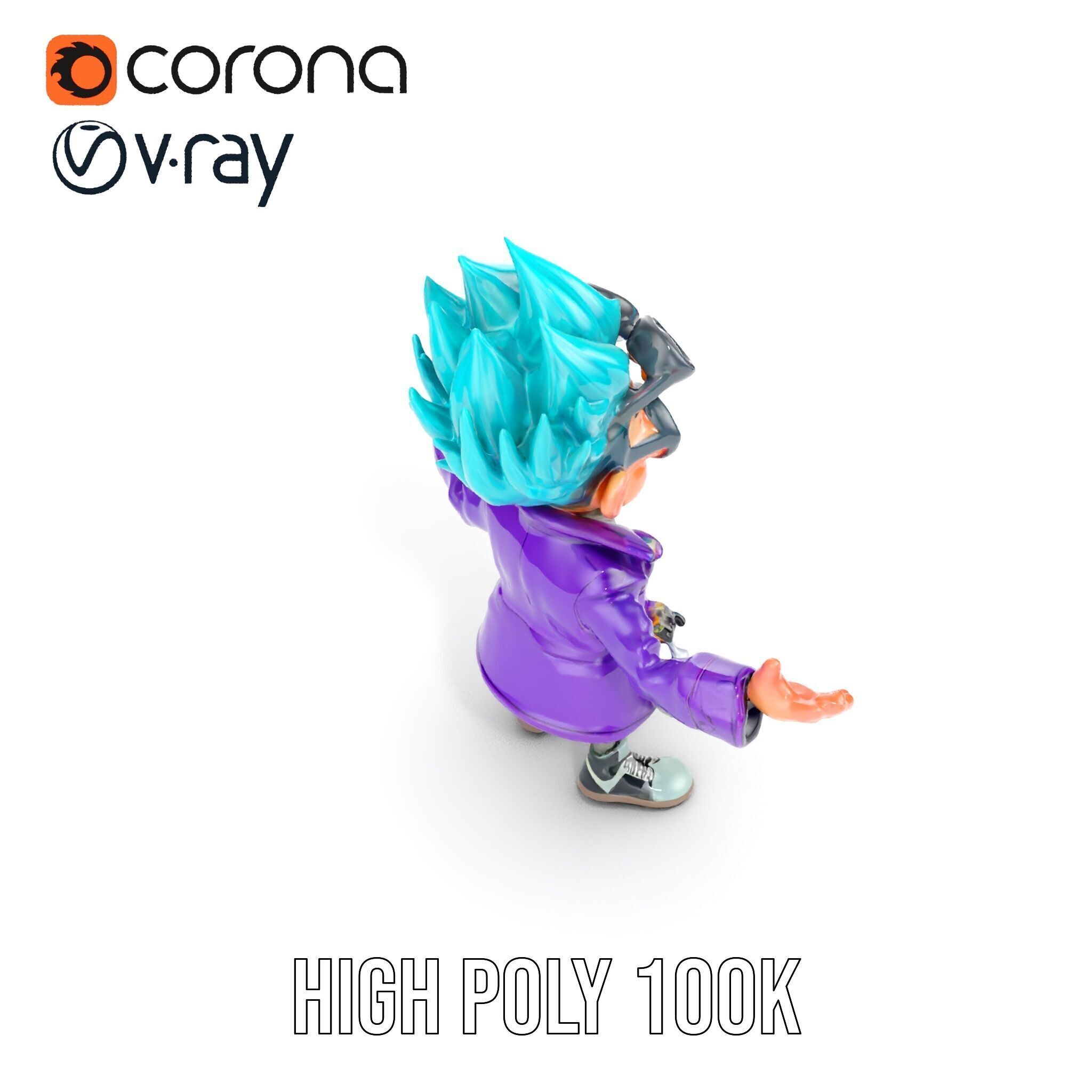 Quirky Scientist Character  Rigged and Animated with PBR Text... Low-poly 3D model_30