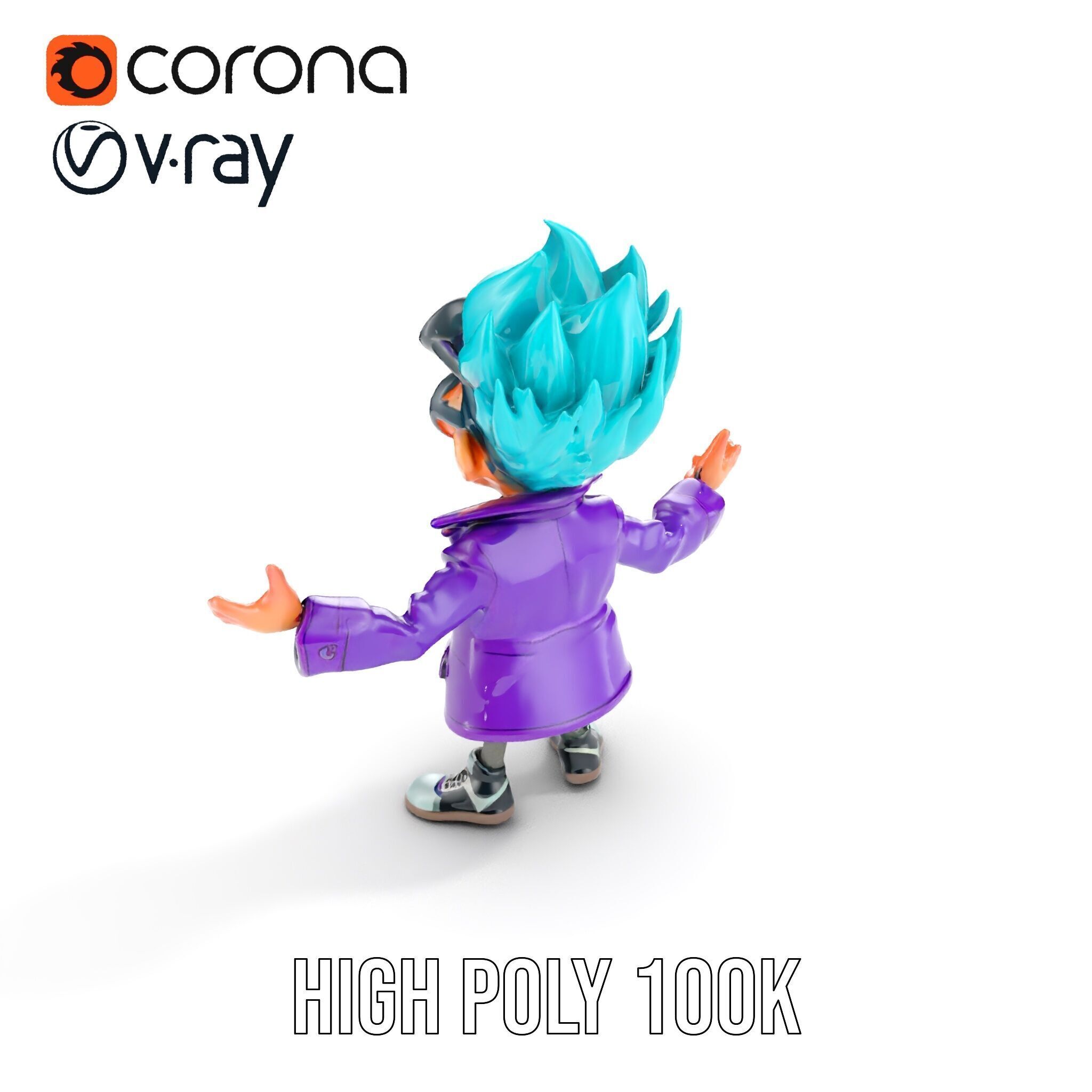 Quirky Scientist Character  Rigged and Animated with PBR Text... Low-poly 3D model_19