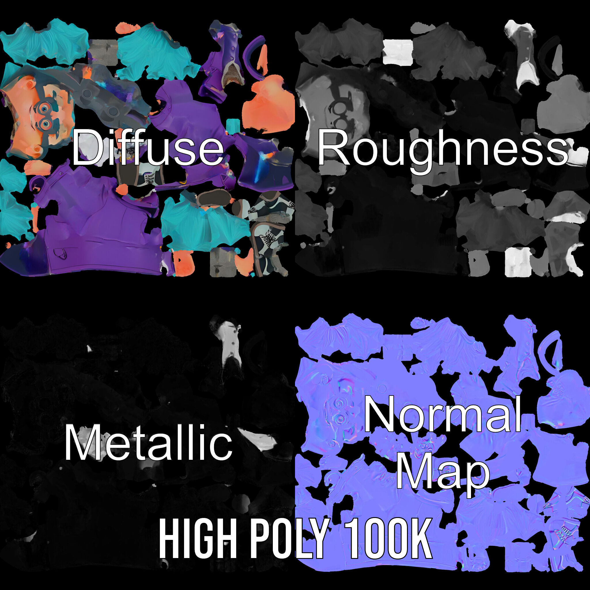 Quirky Scientist Character  Rigged and Animated with PBR Text... Low-poly 3D model_3