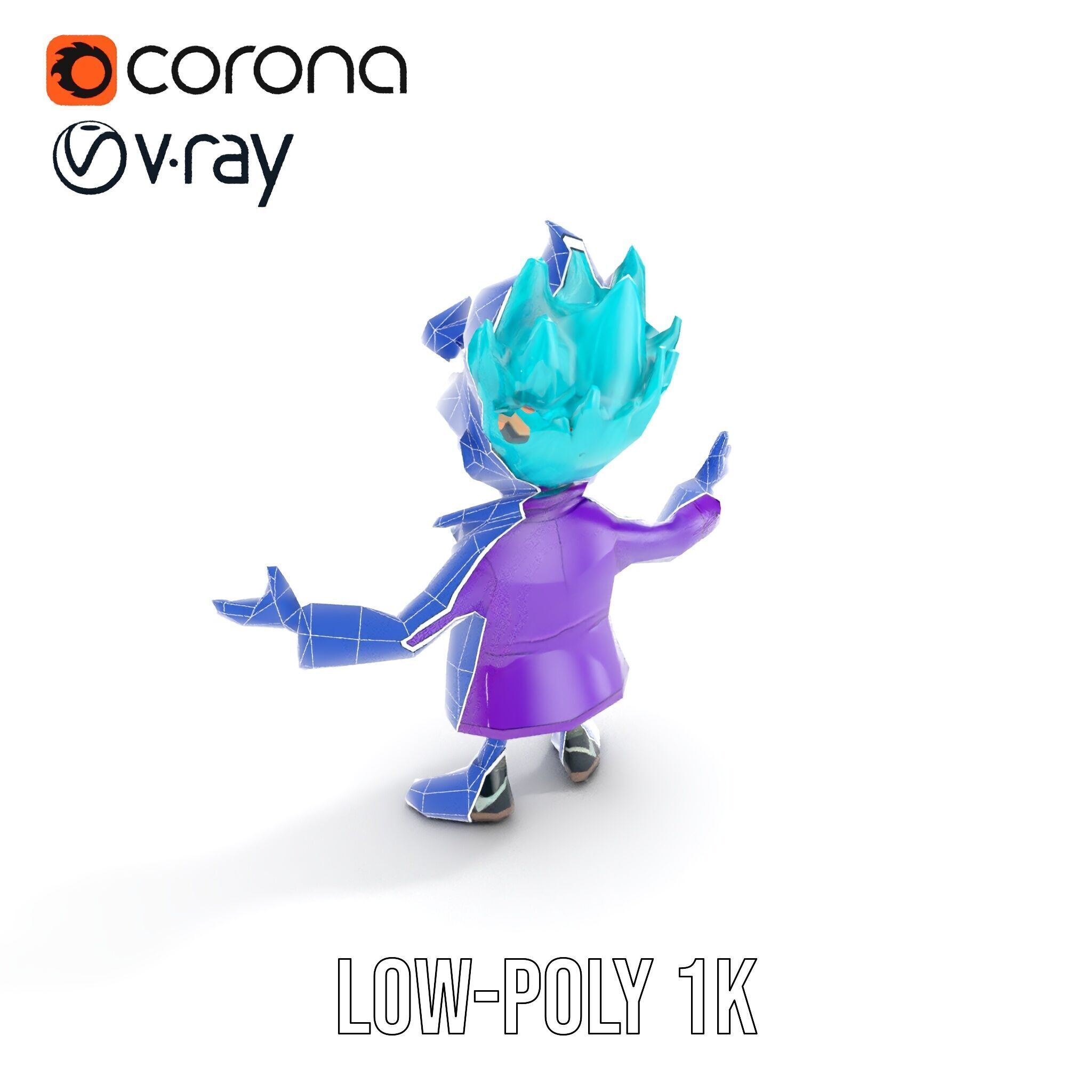 Quirky Scientist Character  Rigged and Animated with PBR Text... Low-poly 3D model_32