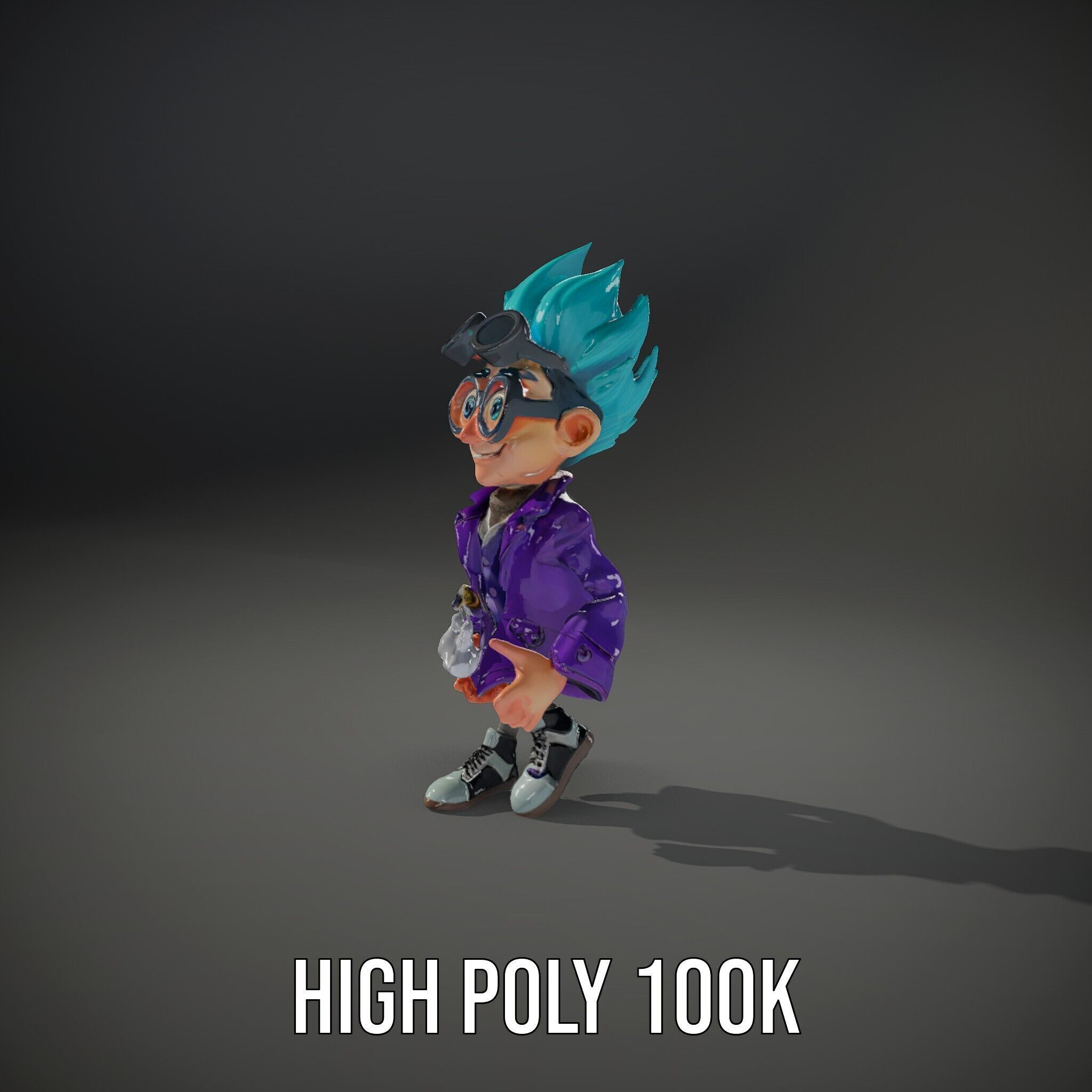 Quirky Scientist Character  Rigged and Animated with PBR Text... Low-poly 3D model_8