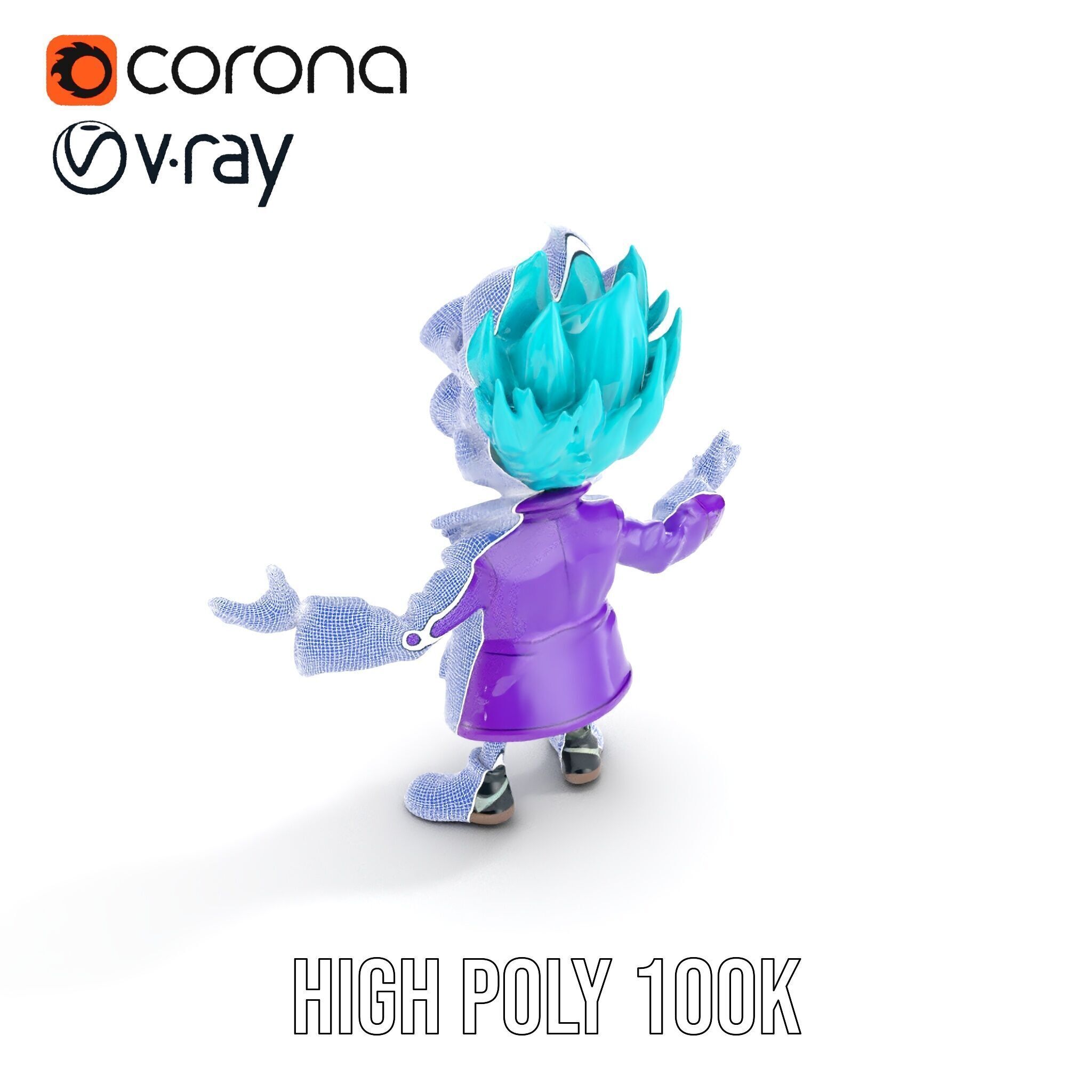 Quirky Scientist Character  Rigged and Animated with PBR Text... Low-poly 3D model_37