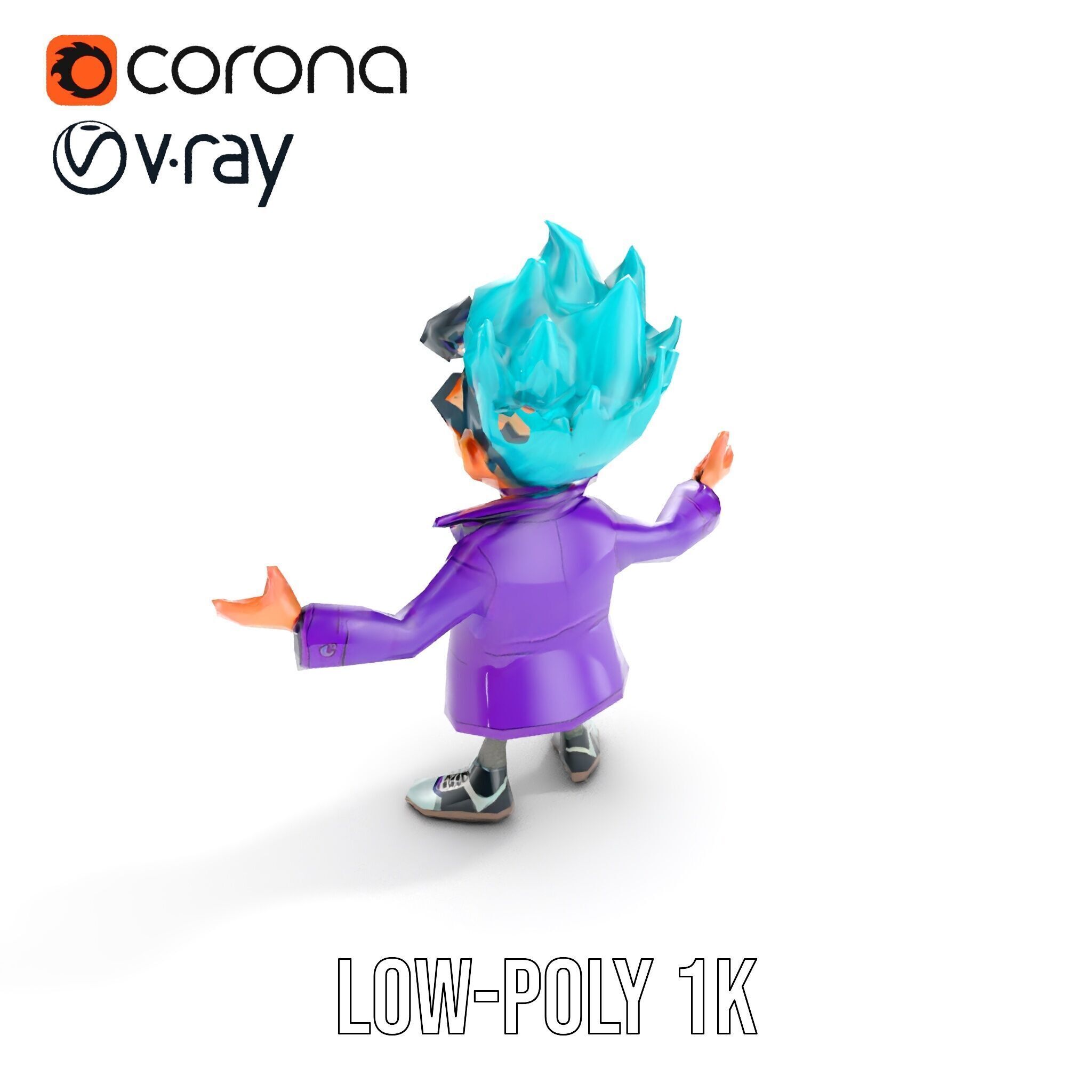 Quirky Scientist Character  Rigged and Animated with PBR Text... Low-poly 3D model_7