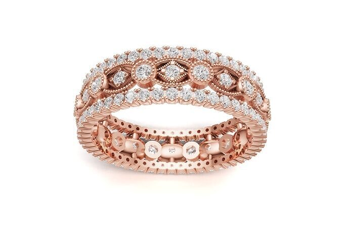 Antique Style Wedding Band With Diamond 3D print model