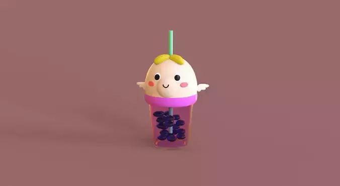 Low-Poly Angel Bubble Tea 02