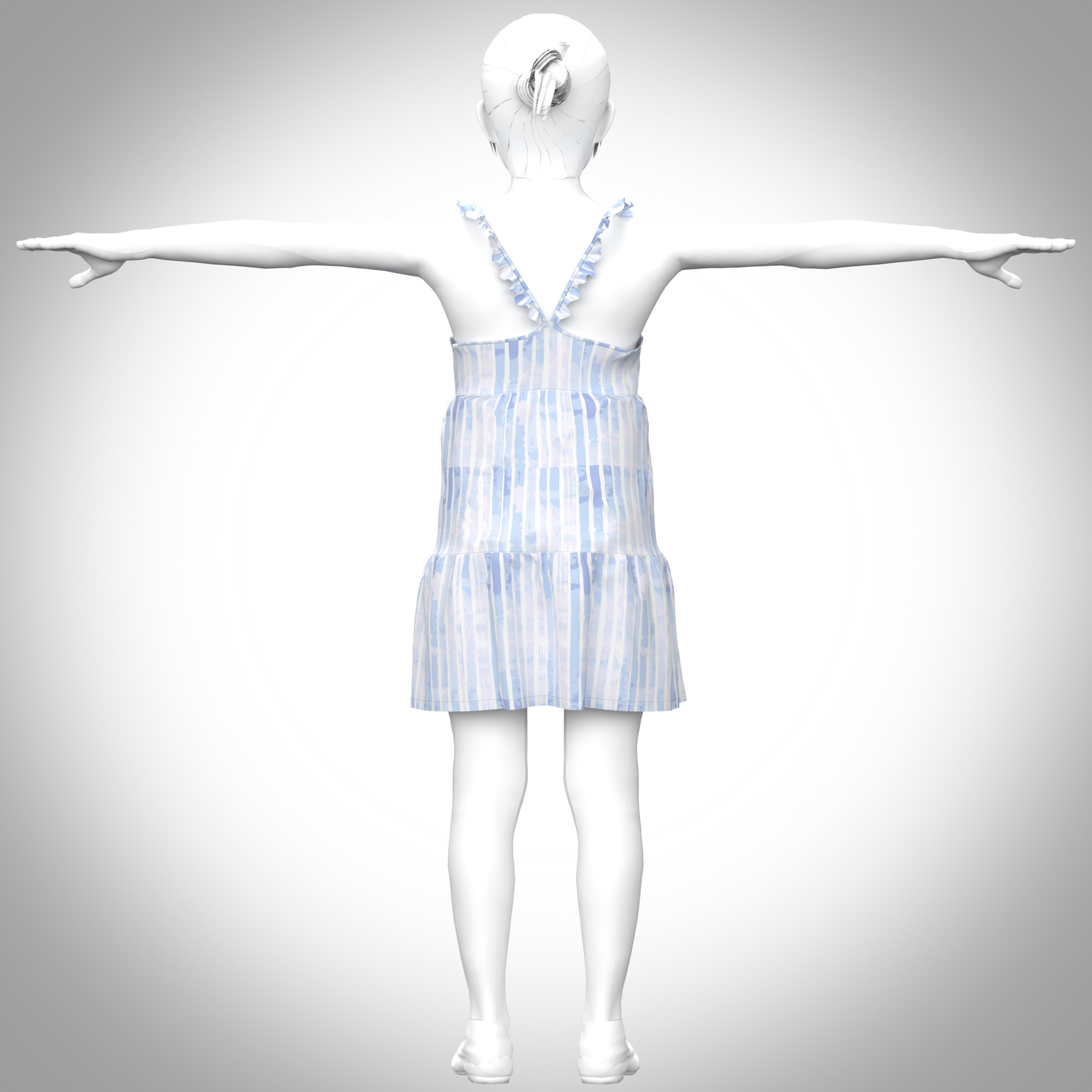 girls sun dress 3d Rigged Model Low-poly 3D model_1
