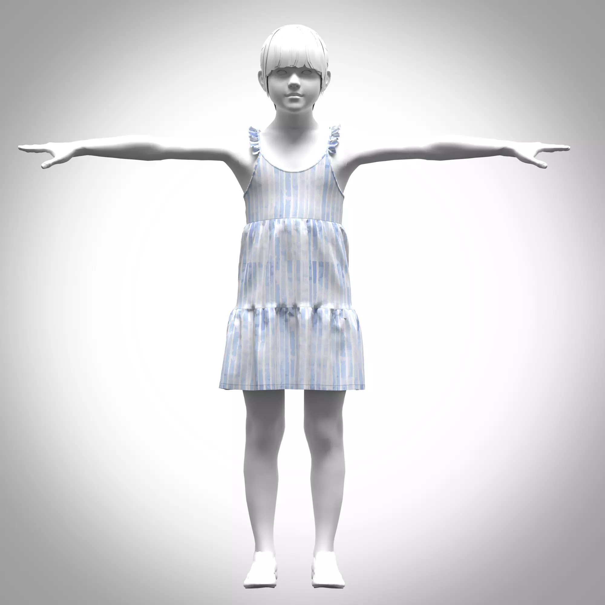 girls sun dress 3d Rigged Model Low-poly 3D model_0
