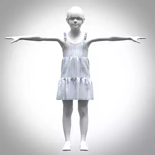 girls sun dress 3d Rigged Model Low-poly 3D model