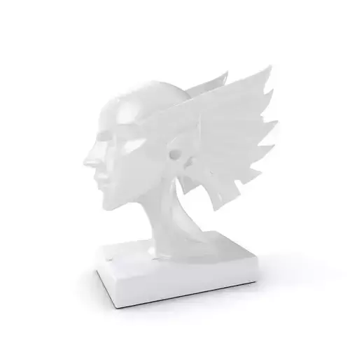 Winged Sculpture Head model pack for creative projects Low-poly 3D model