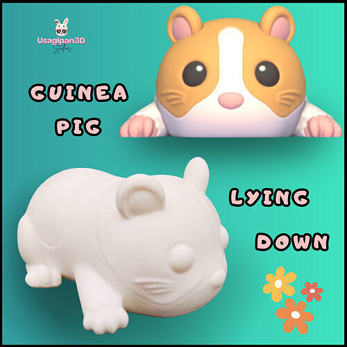 Guinea Pig Lying Down 3D print model