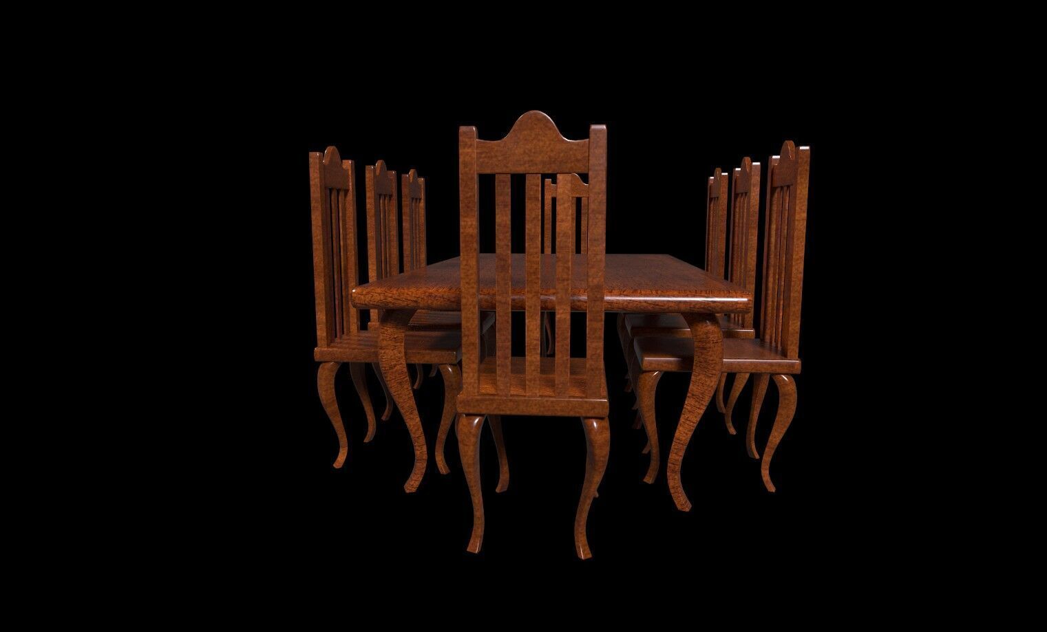 Elegant Vintage Dining Table and Chairs 3D Model Low-poly 3D model_3
