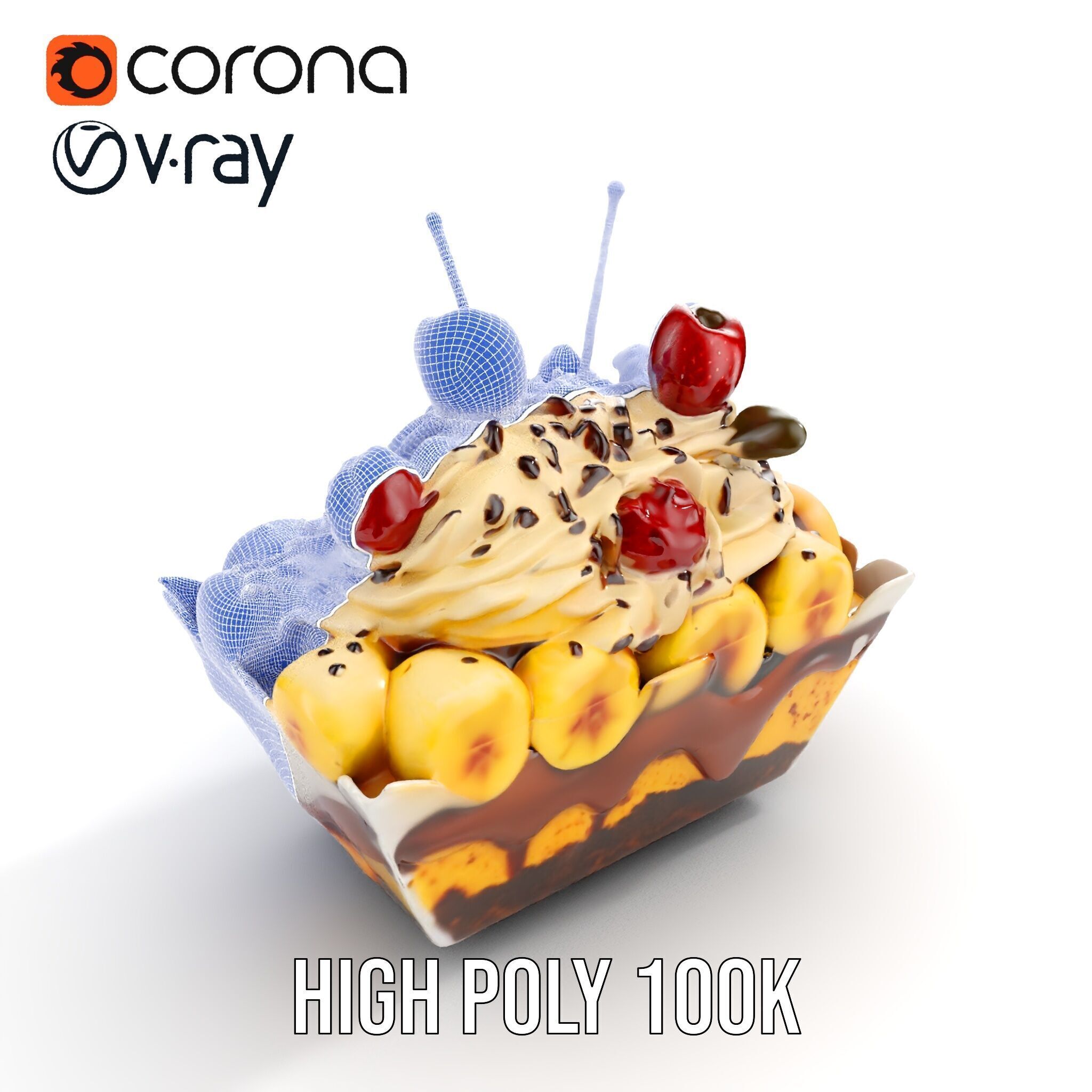 Banana Sundae Dessert D Model Pack Low-poly 3D model_37