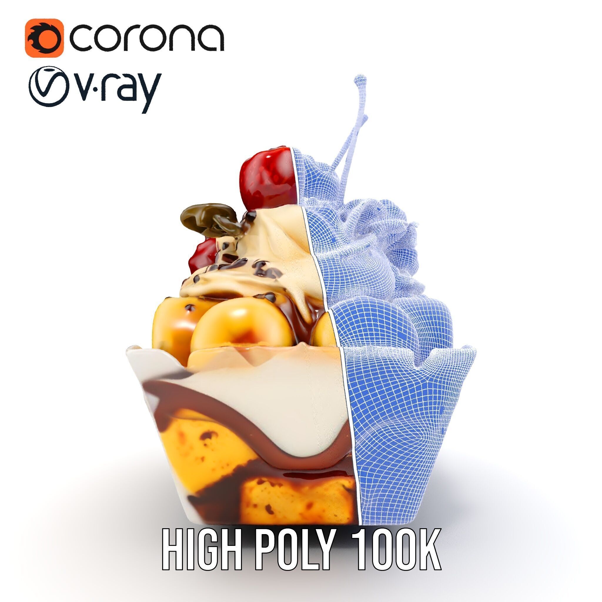 Banana Sundae Dessert D Model Pack Low-poly 3D model_36