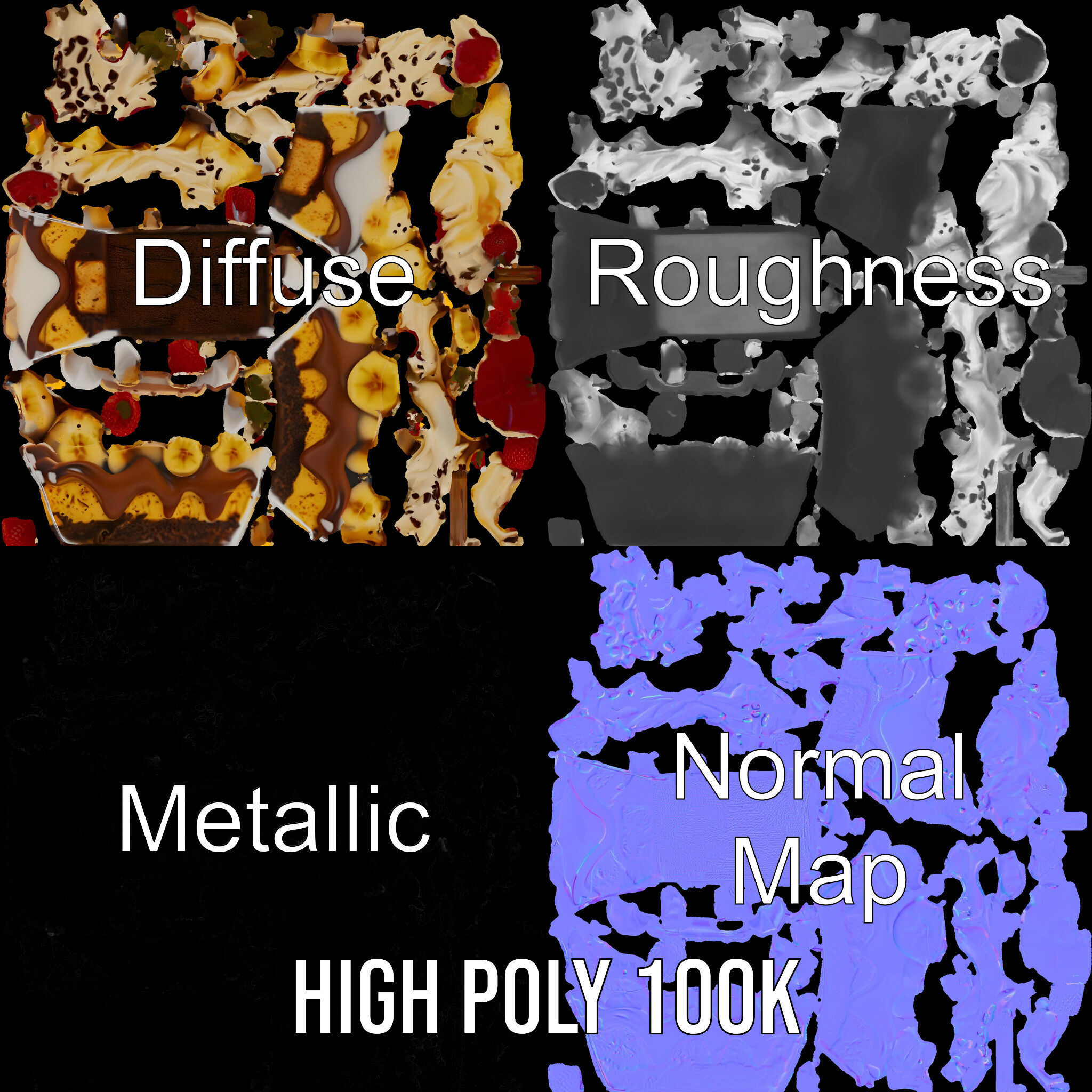 Banana Sundae Dessert D Model Pack Low-poly 3D model_3