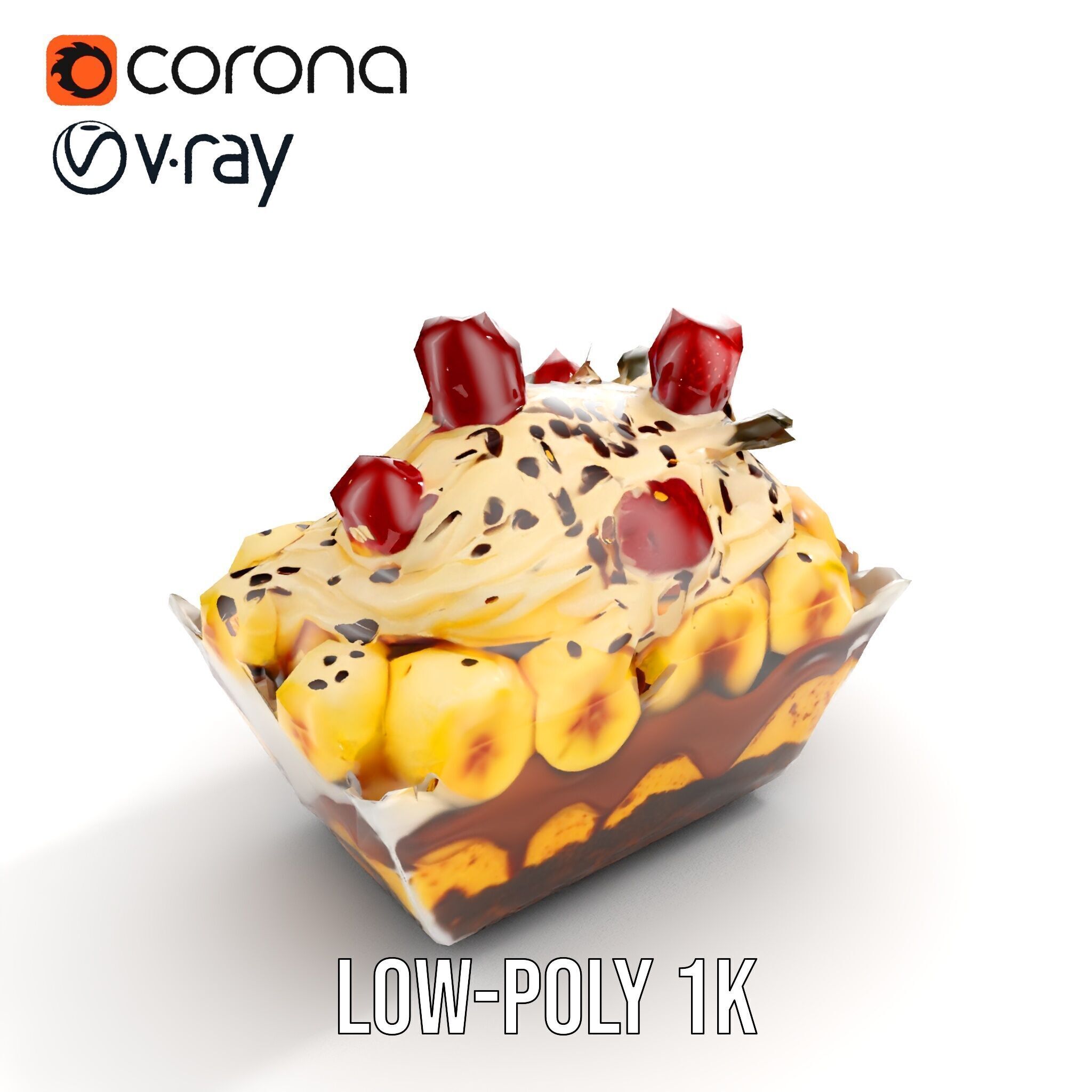 Banana Sundae Dessert D Model Pack Low-poly 3D model_7