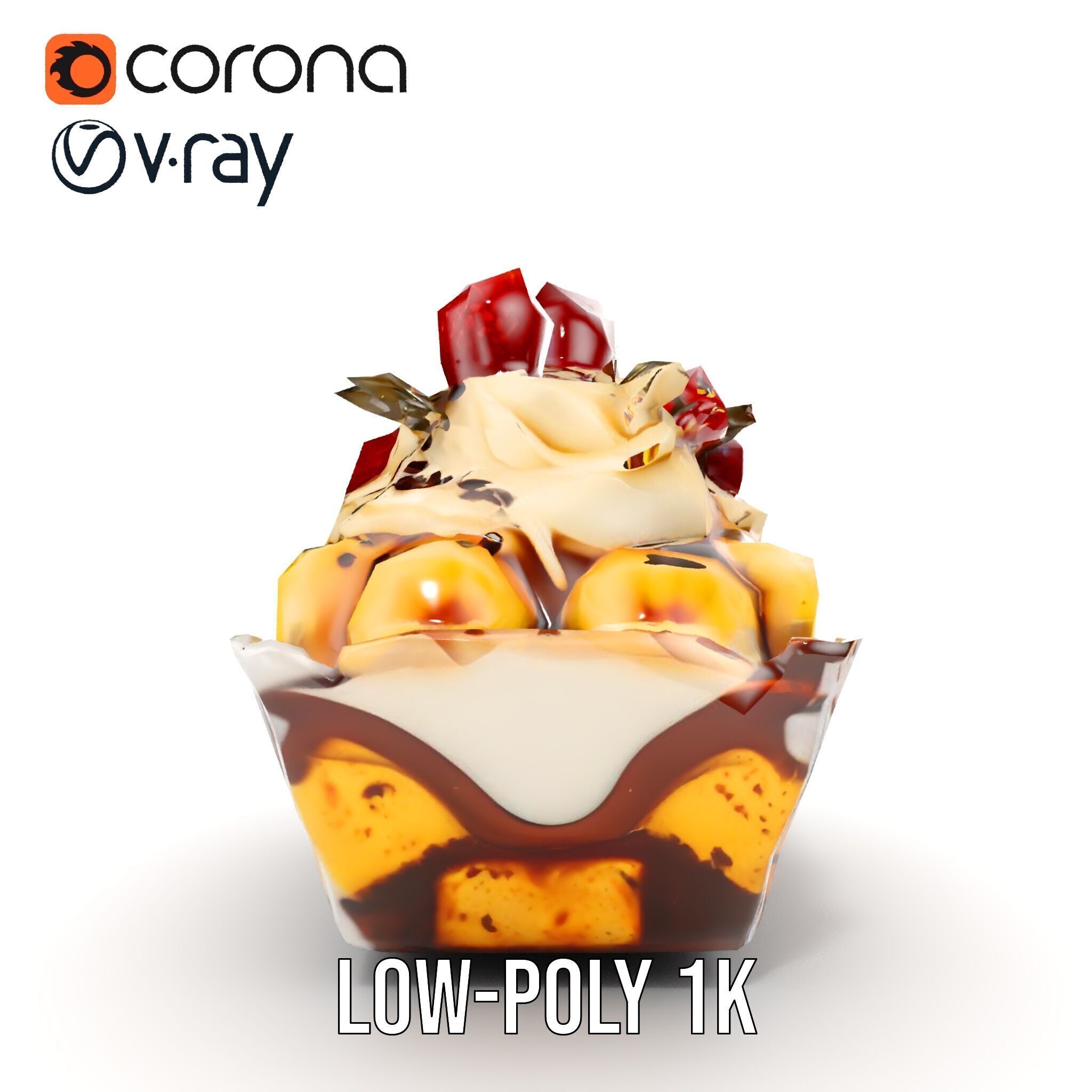 Banana Sundae Dessert D Model Pack Low-poly 3D model_26