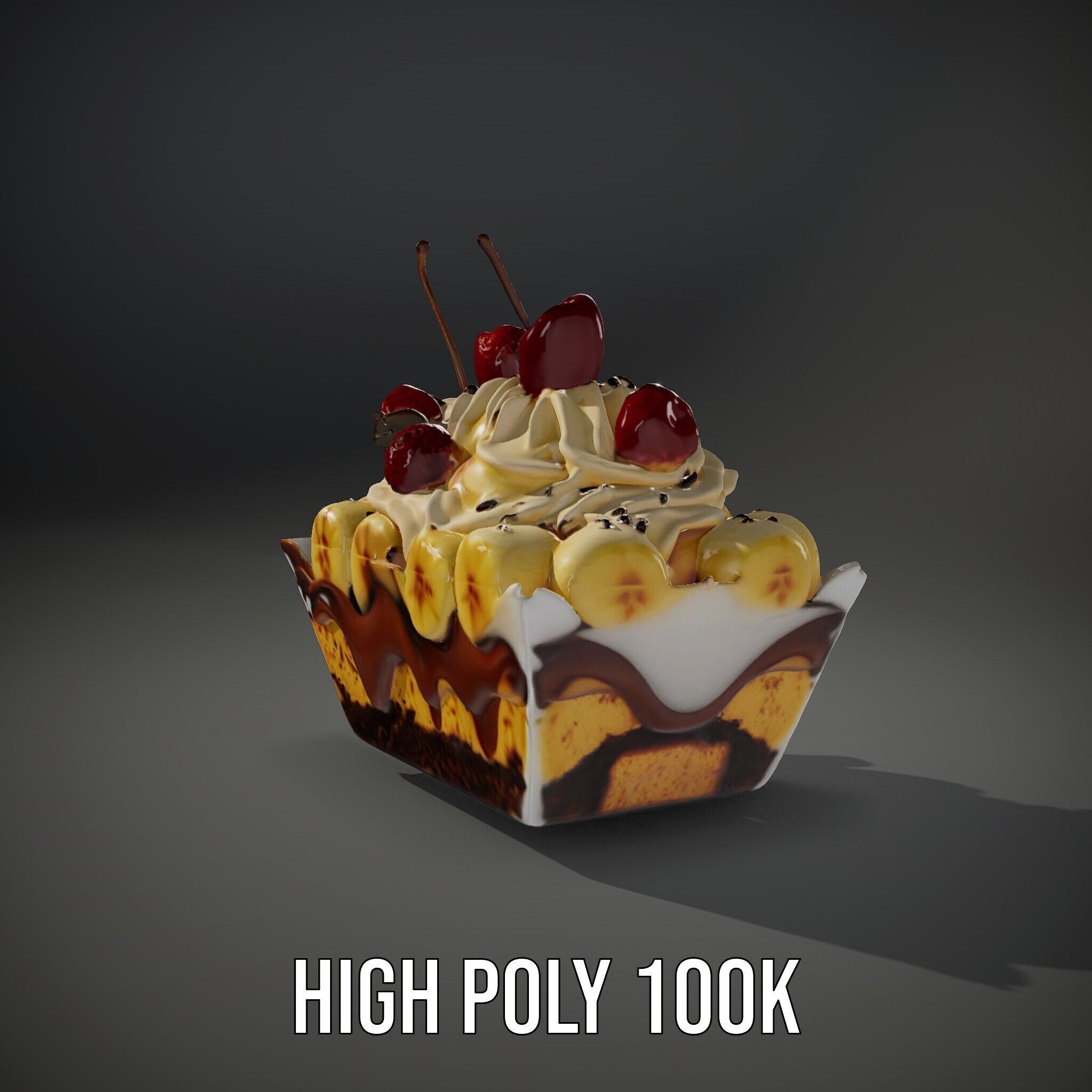 Banana Sundae Dessert D Model Pack Low-poly 3D model_14