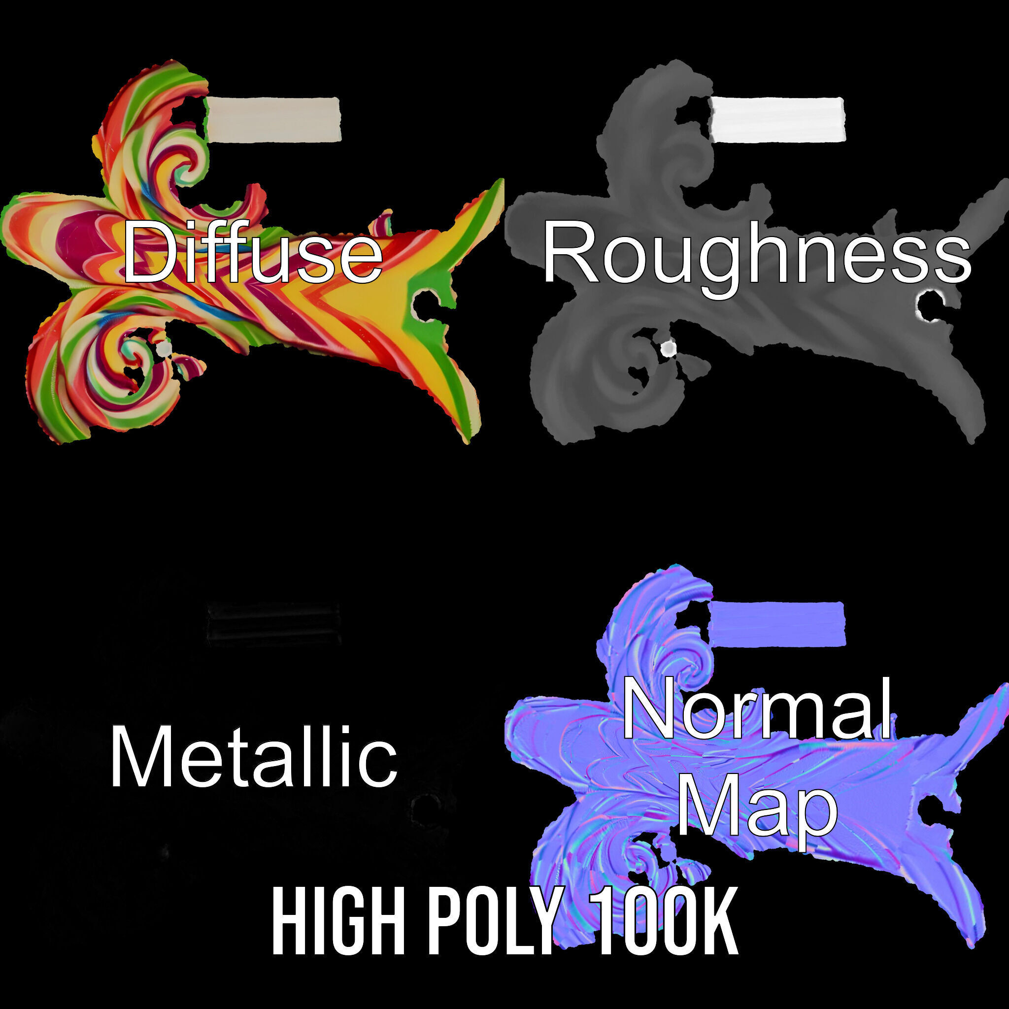 Colorful Lollipop D model pack Low-poly 3D model_3